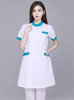 巧护士美白立领偏襟短袖护士服