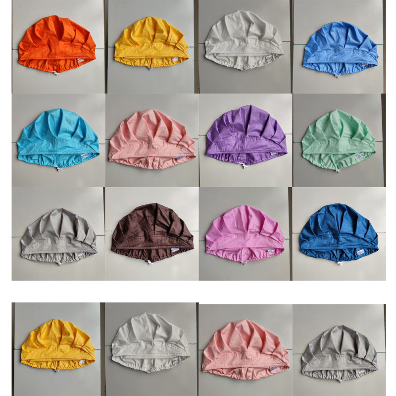 厨师帽子防油烟帽厨房做饭纯色棉薄款防尘帽女食品工厂车间工作帽