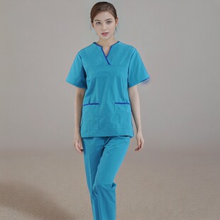 洗手衣短袖套装护士服手术室动物医院牙科口腔诊所纹绣美容工作服
