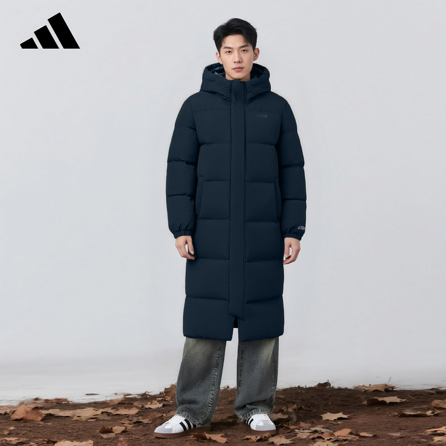 adidas阿迪达斯长款过膝羽绒服男官方新款加厚外套鸭绒上衣KC2164