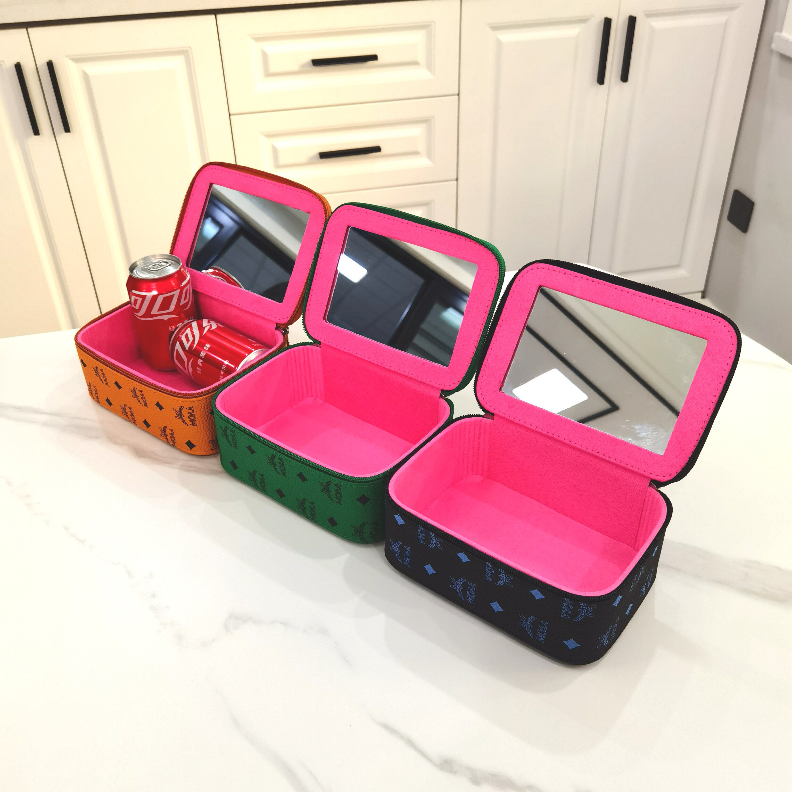 化妆包小号带大镜子简约便携女士可爱迷你化妆品桌面箱家用收纳盒,收纳整理,化妆箱/盒,淘宝优惠券,粉丝福利购,淘宝优惠卷