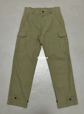 复古工装风军绿色多口袋直筒休闲裤男宽松重磅休闲卫裤