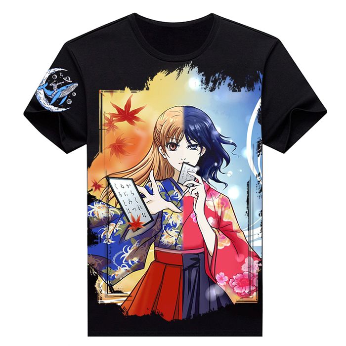 花牌情缘 绫濑千早 黑色t恤衣服周边夏季短袖学生服装
