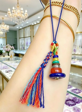 藏式手作天然石材堆砌玛尼堆项链七脉轮青金石南红蜜蜡沉香绿松