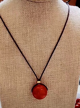 天然石材红玛瑙单珠项链补火补水