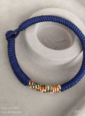 五行补水藏蓝五色线粗款6.5毫米加密金刚结缺水者佩戴