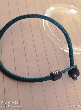 五行土过旺喜用神为木补木五行绳墨绿手链细款加密金刚结小叶紫檀