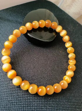 黄金虎眼石6MM小珠珠手链女生财源石