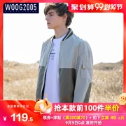 WOOG2005 khâu áo khoác bóng chày nam 2019 mùa thu mới phiên bản Hàn Quốc của xu hướng áo khoác bomber nam - Áo khoác đôi