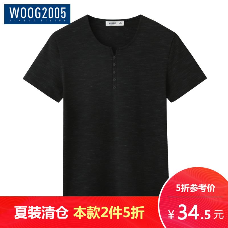 WOOG2005´¿É«¶ÌÐätÐôÄÐ 2018Ïļ¾ºÚÉ«¼òÔ¼ÐÞÉíÄÐÊ¿ºàÀûÁì´òµ×ÉÀ