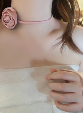 项链布艺玫瑰花颈链女