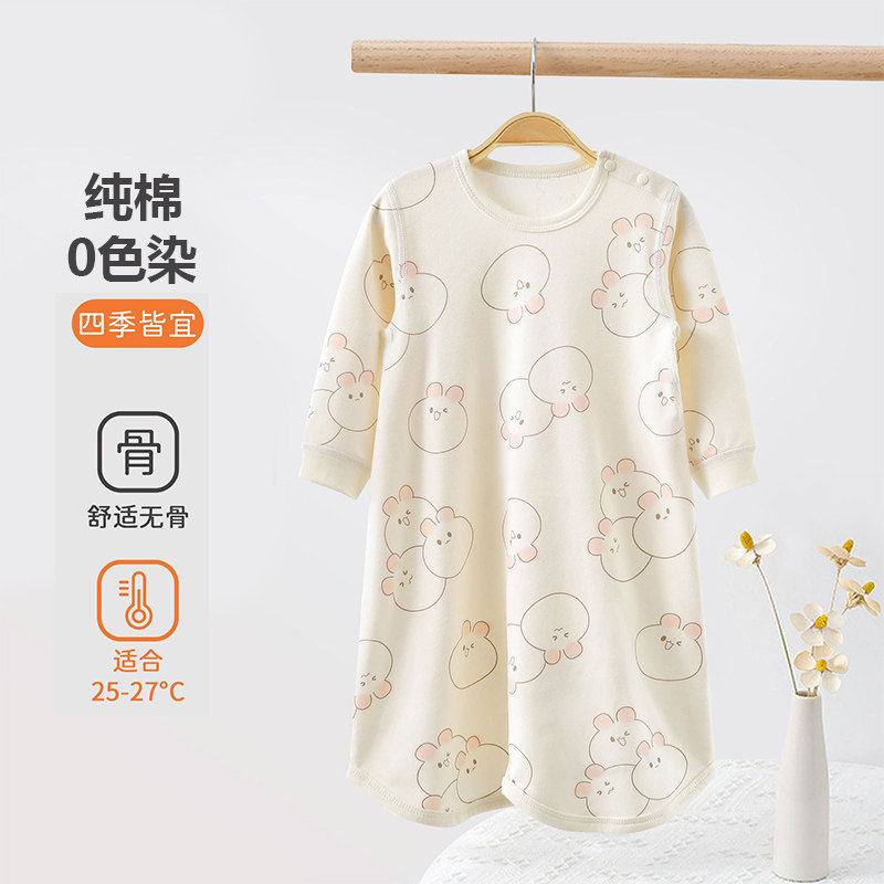 新生儿睡袍宝宝睡衣春秋款纯棉