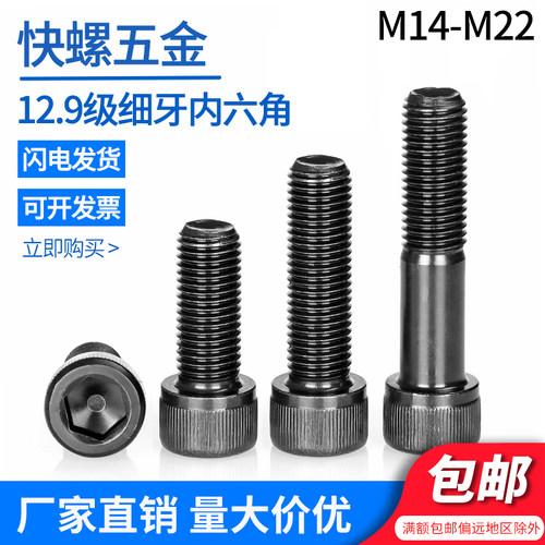 高强度12.9级细牙内六角杯头螺丝