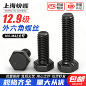 12.9级全牙外六角螺丝钉M4M5M8M10M12M14M16M42 外六方高强度螺栓