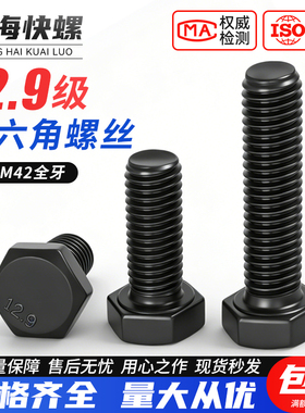 12.9级全牙外六角螺丝钉M4M5M8M10M12M14M16M42 外六方高强度螺栓