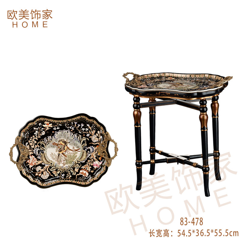 美式家具 陶瓷桦木手绘家具 美式工艺奢华别墅会所高端茶几摆件