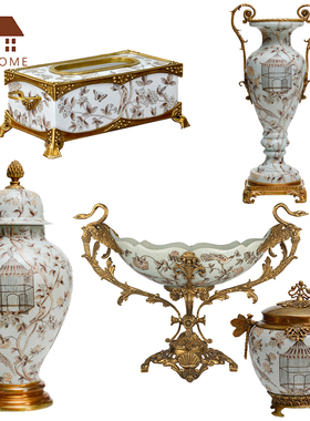 新古典风陶瓷果盘别墅高端花瓶