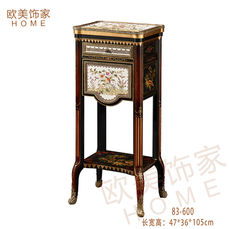 美式家居 全铜手绘桦木美式小家具 奢华别墅兽爪小碎花角几摆件