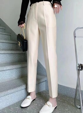 IDA 丝毛混纺面料立裁高端欧货休闲显瘦九分西装裤女经典百搭直筒