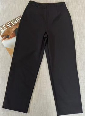 IDA欧货秋冬黑色休闲裤女2025设计感小众修身显瘦高腰通勤长裤子