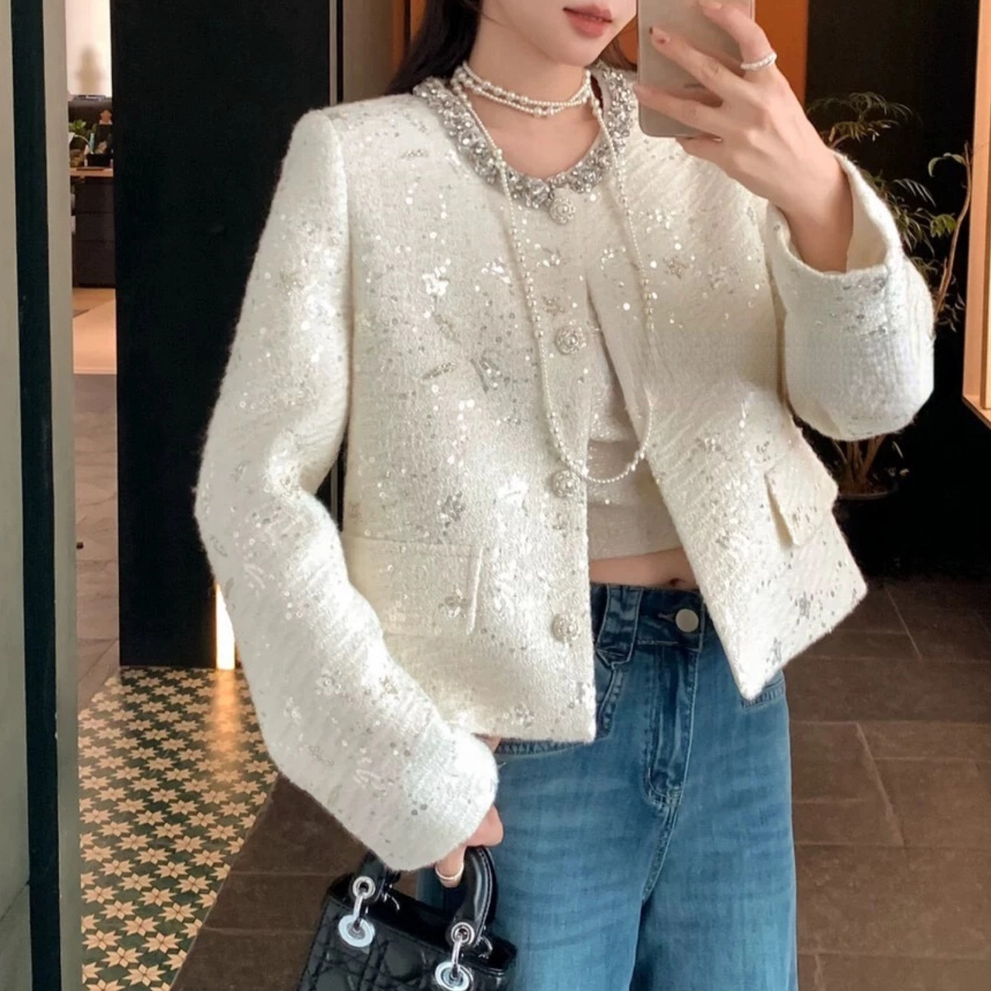 IDA富家千金~羊毛小香风冬季新款精致手工钉珠刺绣设计粗花呢外套,女装/女士精品,短外套,淘宝优惠券,粉丝福利购,淘宝优惠卷