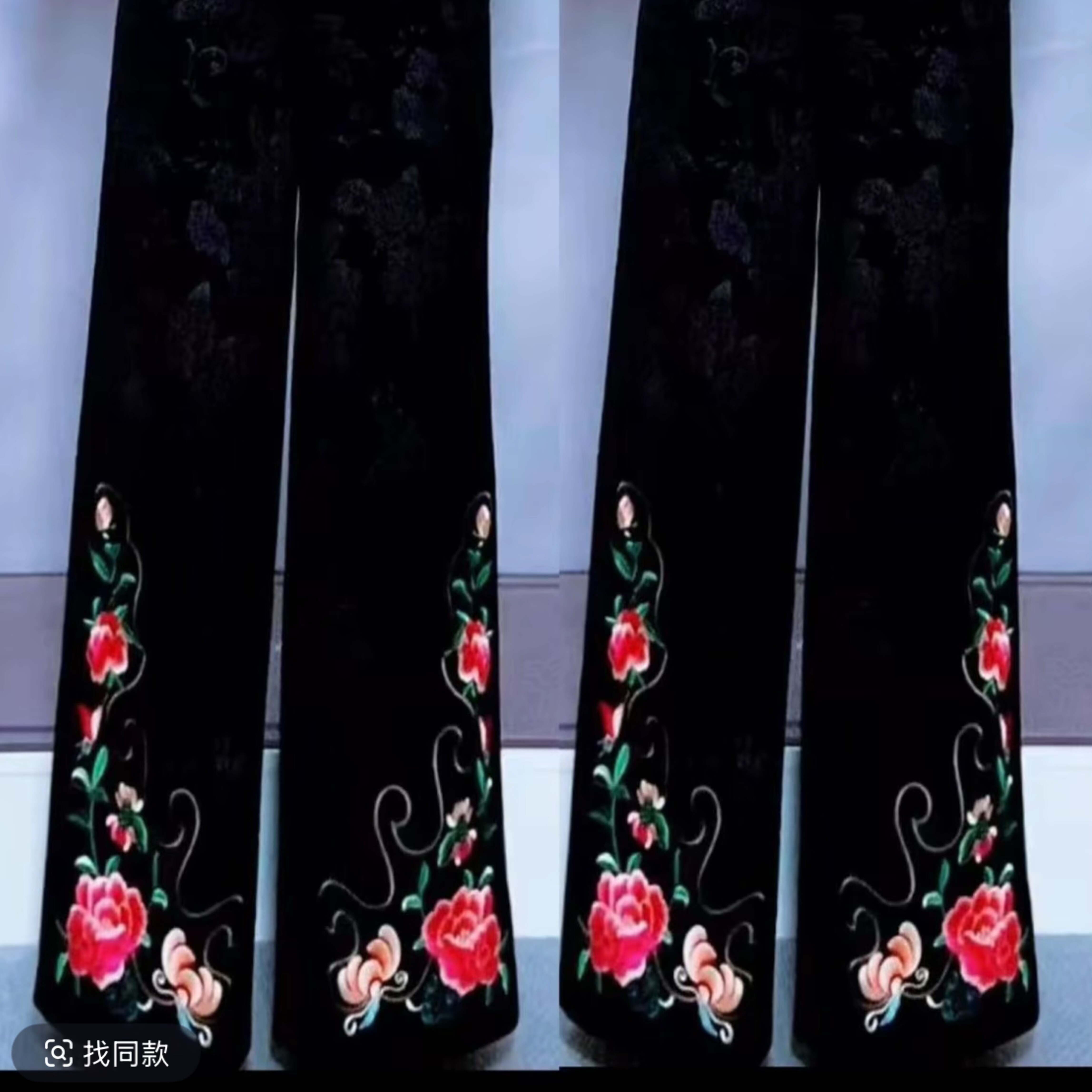 加绒加厚秋冬新款重工刺绣烫花绒大码直筒民族风阔腿裤,女装/女士精品,裤子,淘宝优惠券,粉丝福利购,淘宝优惠卷