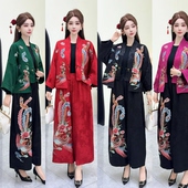 休闲套装 新中式 两件套宽松版 重工刺绣花凤凰外套灯笼裤 民族风女装