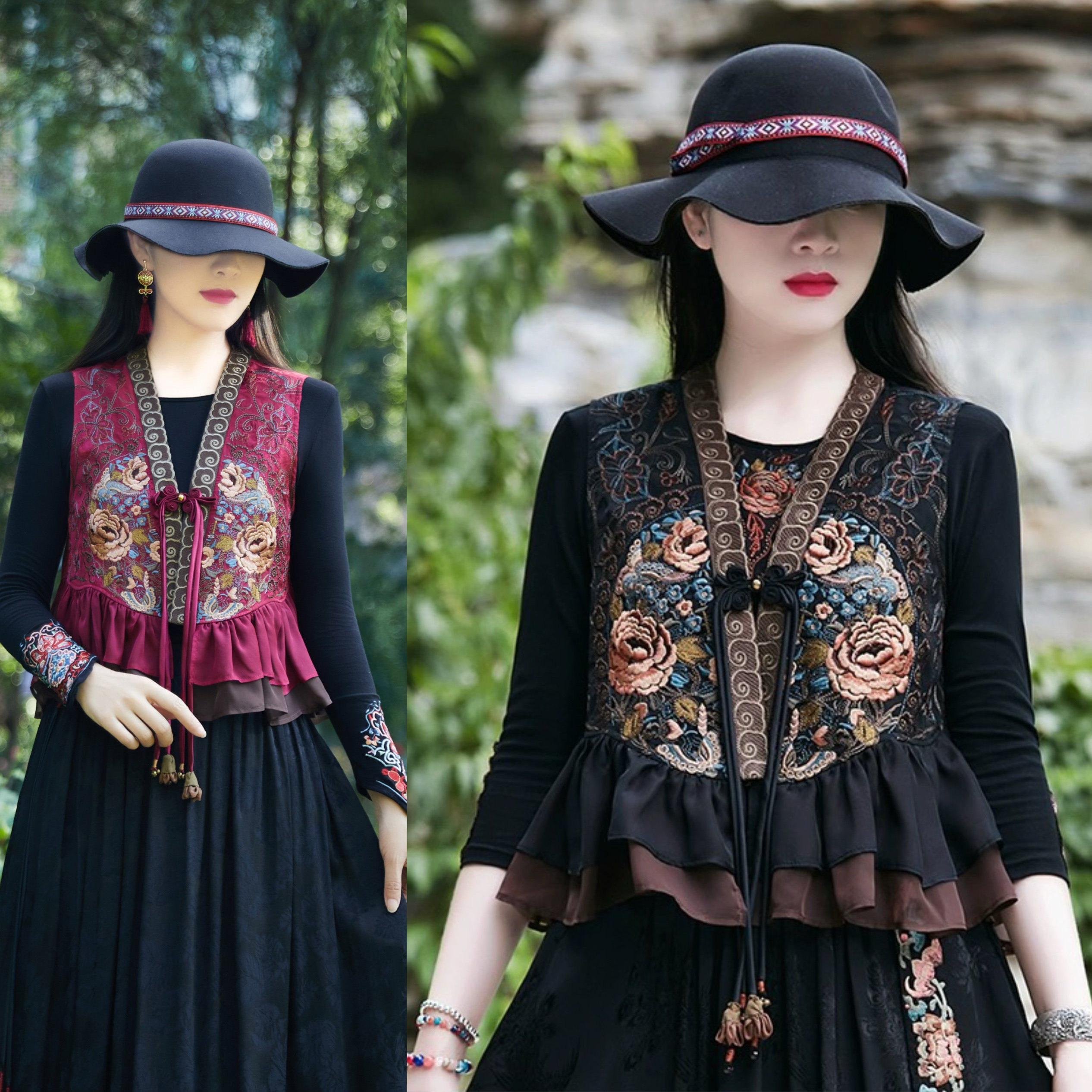 开衫妈妈拼接显瘦外搭马夹上衣