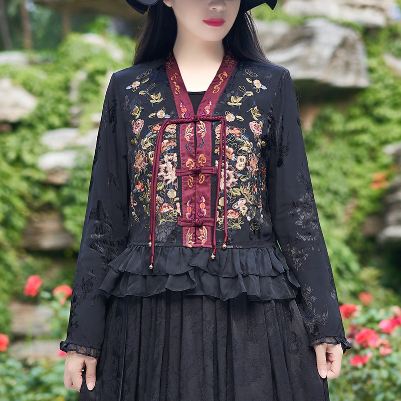 复古民族风上衣重工刺绣外套夏季唐装女装中国风改良汉服外搭开衫