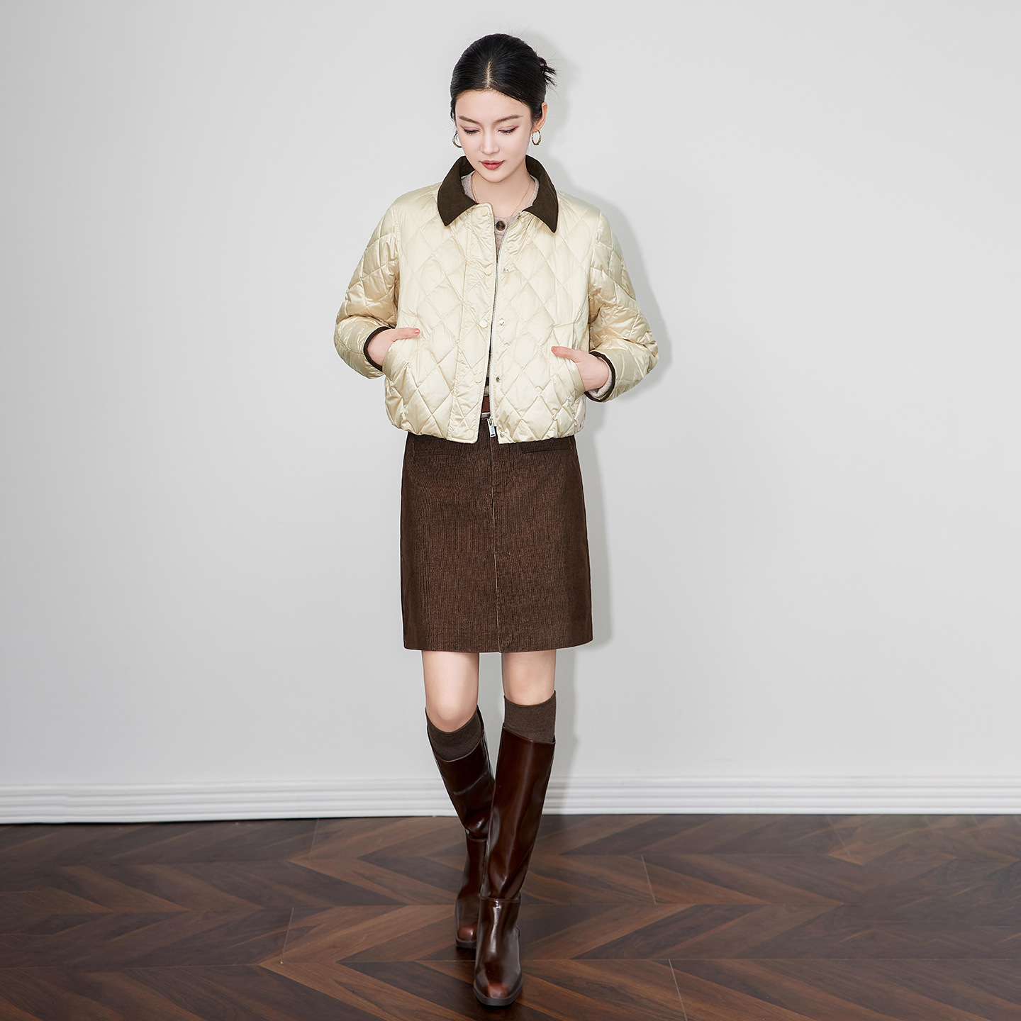 RMO&JUL气质通勤撞色翻领90白鸭绒短款羽绒服防风保暖外套罗家女