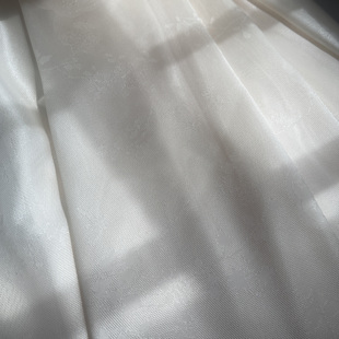 泮林原创化纤三经绞罗汉服女暗纹提花米白定织定染春夏新中式面料