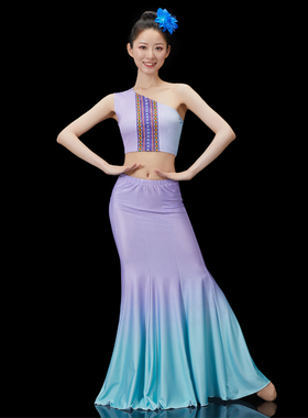 傣族舞蹈儿演出童服装表演服傣族舞蹈服装女舞裙孔雀舞裙艺考服装