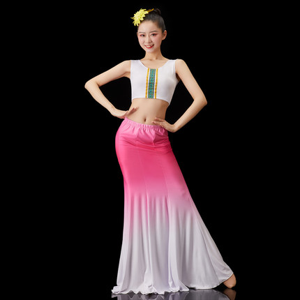 傣族舞蹈儿演出服装傣族舞蹈服装女傣族舞裙童舞鱼尾裙艺考服装