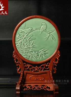 彭有权手工鸟语花香瓷板画