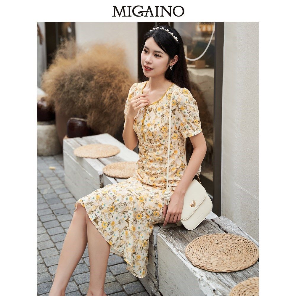 曼娅奴碎花连衣裙女2023夏季新款法式气质中长款雪纺裙MN24DA724,女装/女士精品,连衣裙,淘宝优惠券,粉丝福利购,淘宝优惠卷