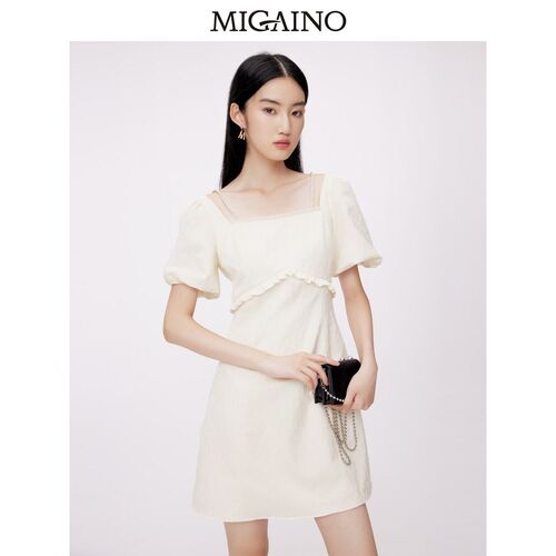 曼娅奴连衣裙女2024春季新款法式优雅精致提花连衣裙MO14DA648
