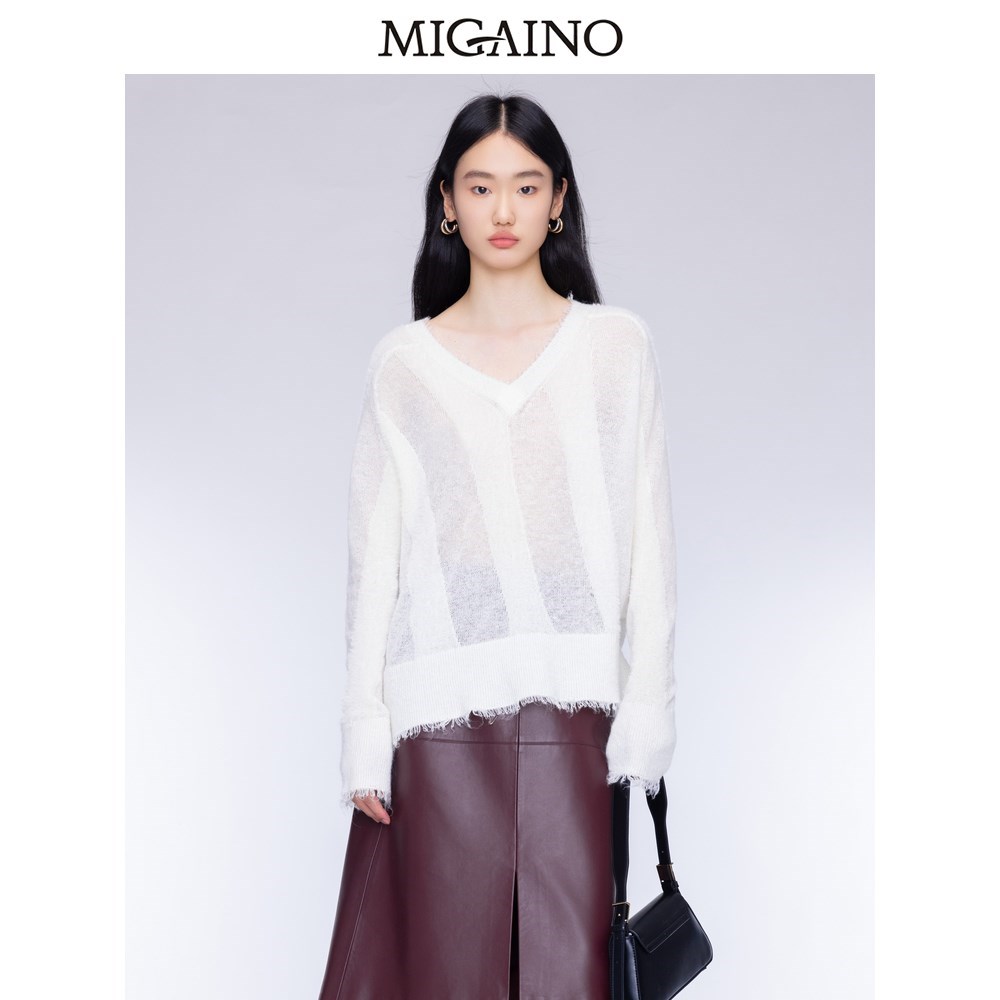 Migaino曼娅奴女装2024年秋新款V