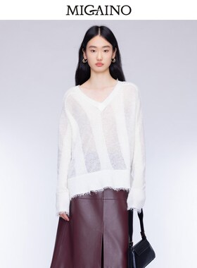 女装2024年秋新款V领时尚软糯流苏套头衫MO32WH212