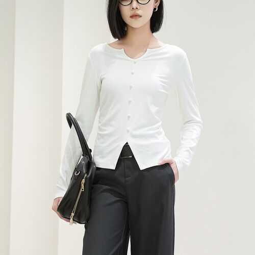 Migaino曼娅奴女装2025秋新款小V