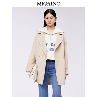 曼娅奴2023冬新款 气质羊毛双面呢大衣毛呢外套女MN42GA032