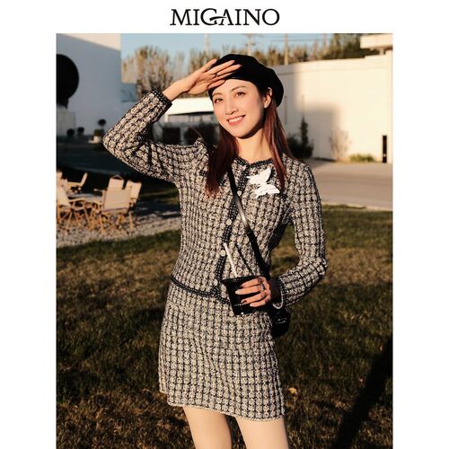 曼娅奴女装时尚半身裙女2023年秋冬新款肌理感针织A字裙MN44EW602