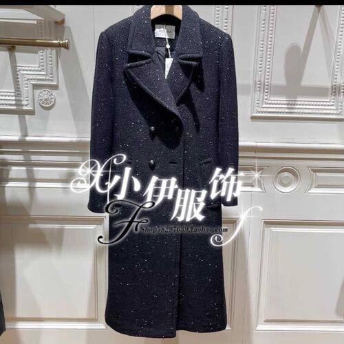 曼娅奴女装商场2023冬新款绵羊毛大衣长款气质系带外套MN42GC093