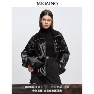 曼娅奴24年冬季 气质高领黑色保暖白鸭绒羽绒服MO44IA607 新款