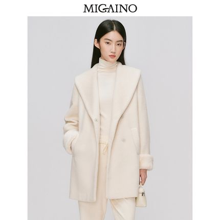 Migaino曼娅奴女装2024冬季新款简约优雅保暖毛呢大衣女MO44GA602
