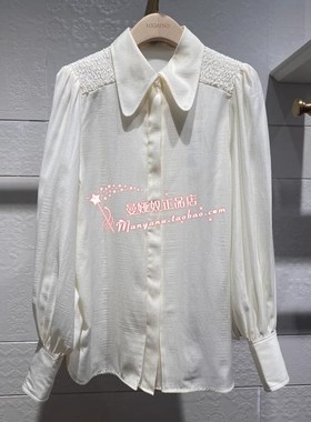 曼娅奴专柜正品2023年新款春装百搭女翻领衬衫上衣MN12AC021