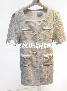 曼娅奴专柜正品2024年春装新款时尚小香风短袖连衣裙女MO12DA026