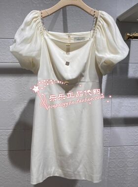 曼娅奴2023年新款夏装小个子简约专柜方领连衣裙女MN22DA079