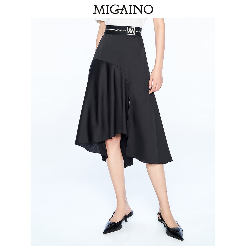 曼娅奴高腰半身裙女2023年夏季新款设计感不规则裙子MN24EB614