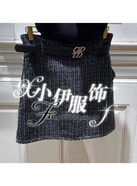 曼娅奴2023年冬装送腰带包臀显瘦短裙半身裙女MN42EA041