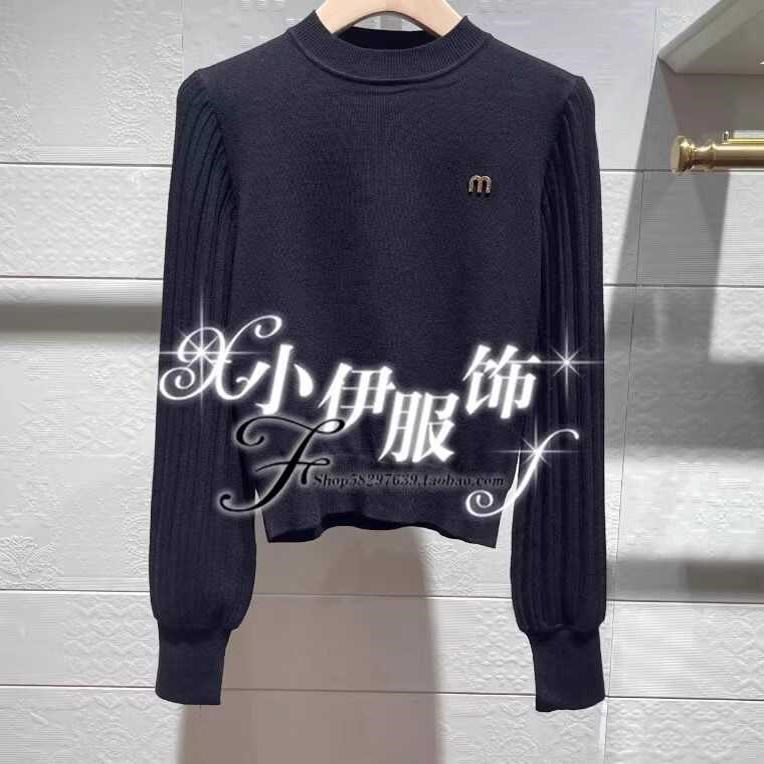 曼娅奴女装专柜2023年冬装新款套头圆领针织衫MN42KW209
